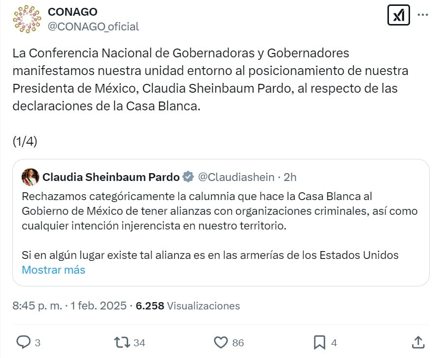 Conago respalda a Claudia Sheinbaum contra calumnias de Donald Trump