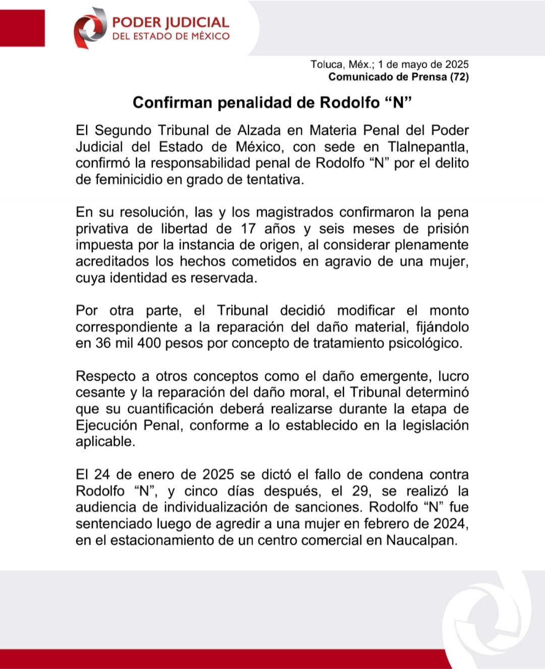 Tribunal confirma delito por tentativa de feminicidio de Fofo Márquez.