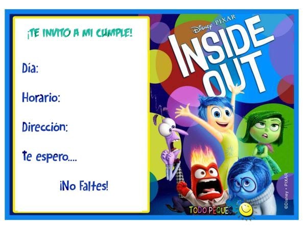 9 tarjetas de Intensamente 2 de cumpleaños para imprimir en casa