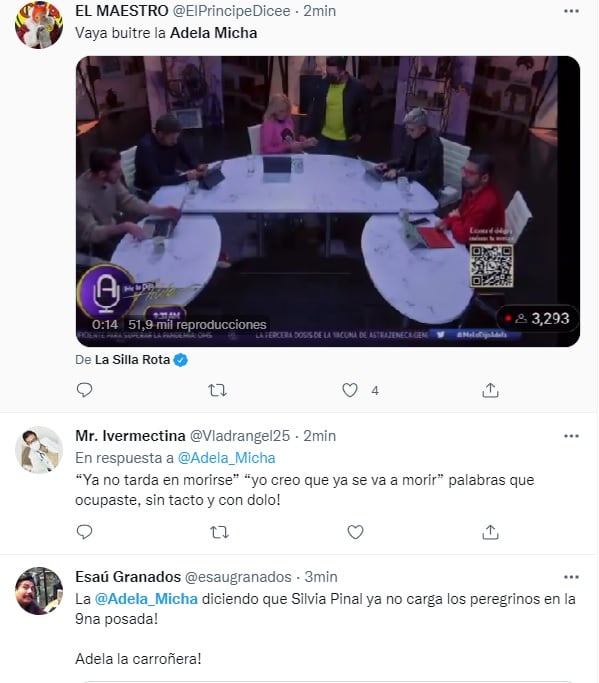 Tunden a Adela Micha por decir que Silvia Pinal se va a morir