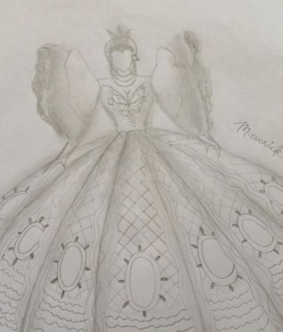 Joven diseña vestido para su hermana.