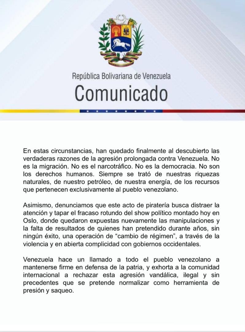 Tensión internacional: Venezuela acusa “robo descarado” tras incautación de buque petrolero