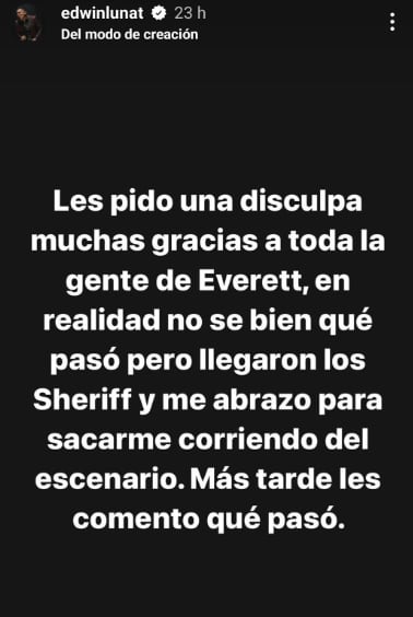 Edwin Luna cancela concierto