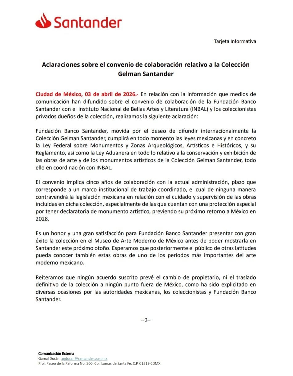 Colección Gelman regresará a México en 2028, confirma Fundación Santander