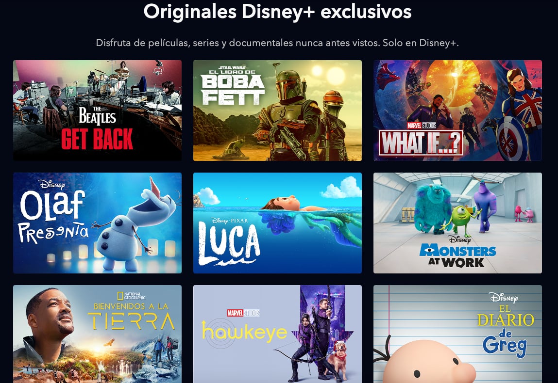 Contenido de Disney Plus