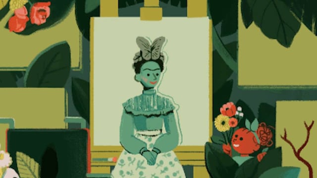 Frida Kahlo en el doodle sobre el Día Internacional de la Mujer.