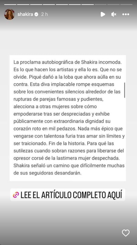 Shakira se pronuncia tras tiradera a Piqué