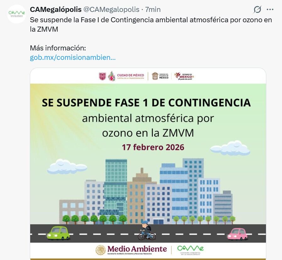 Contingencia ambiental en CDMX se suspende