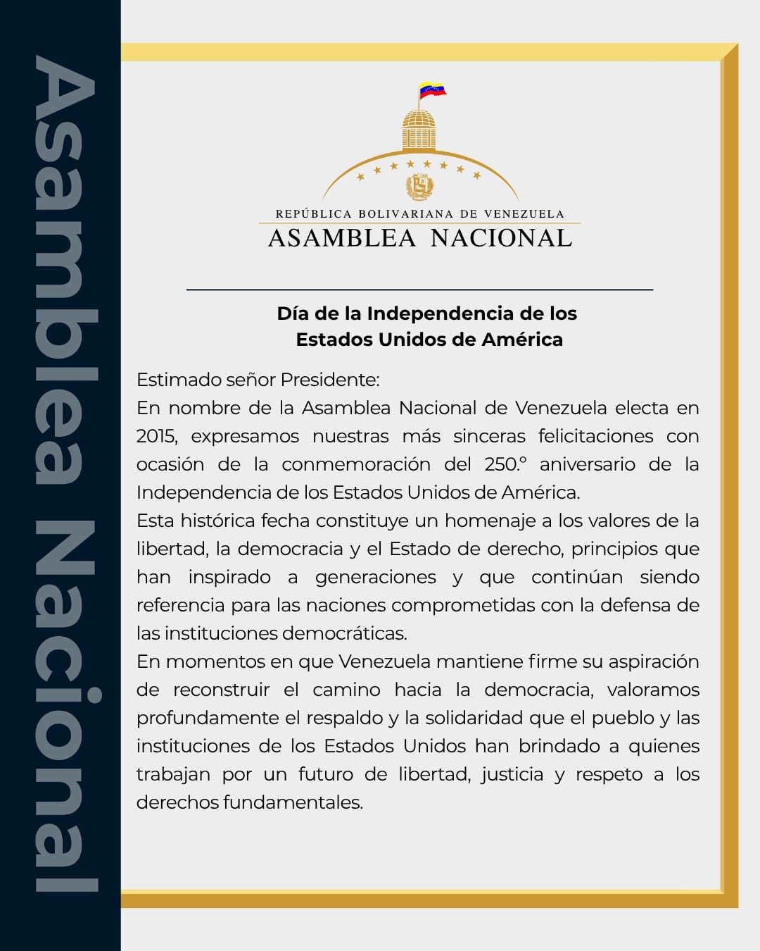 Pocos lo esperaban: Venezuela felicita a Estados Unidos por el Día de la Independencia