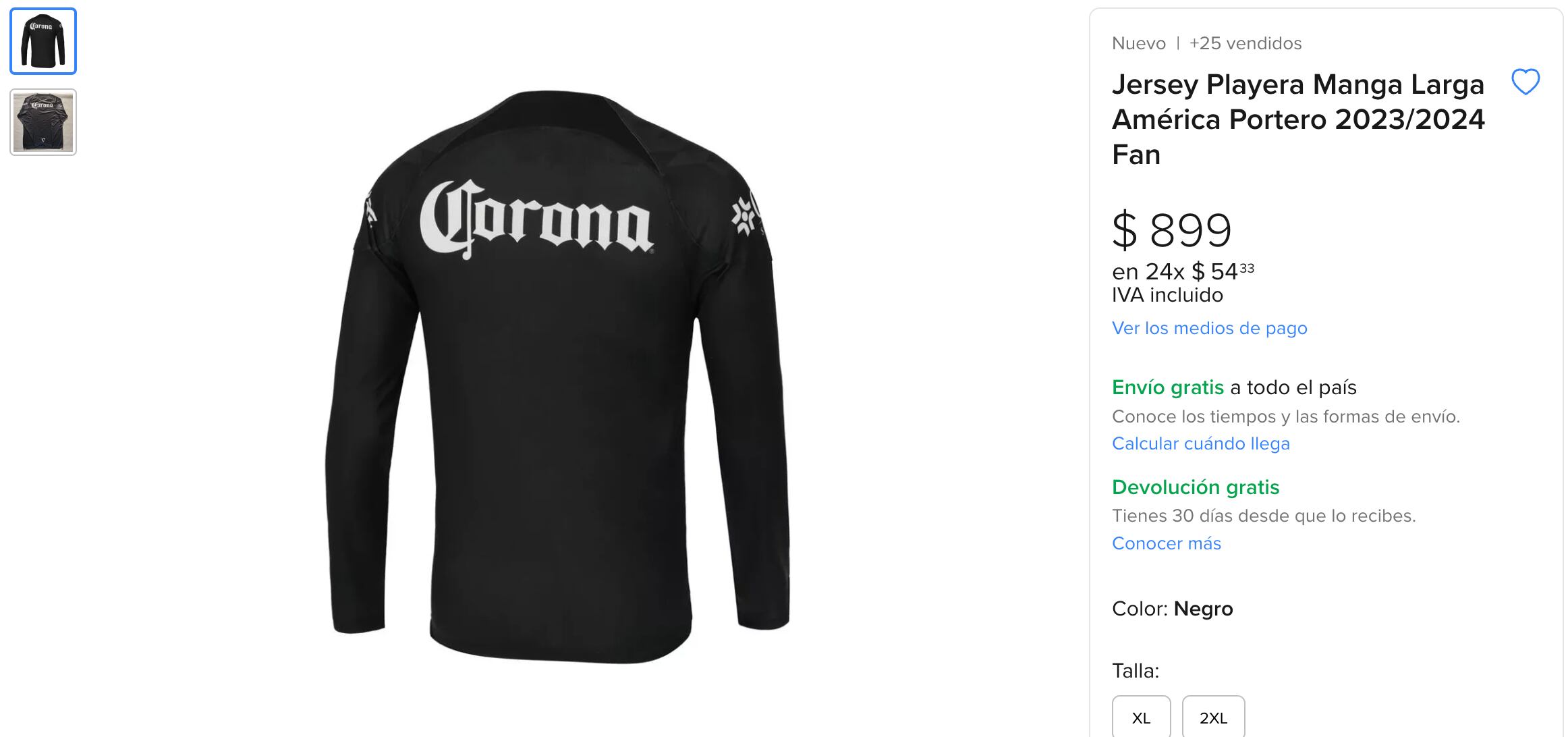 Jersey playera manga larga Club América $899