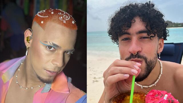 Bad Bunny y Bad Bunny y el bailarín Nigel O’Brian, con quien se besó.