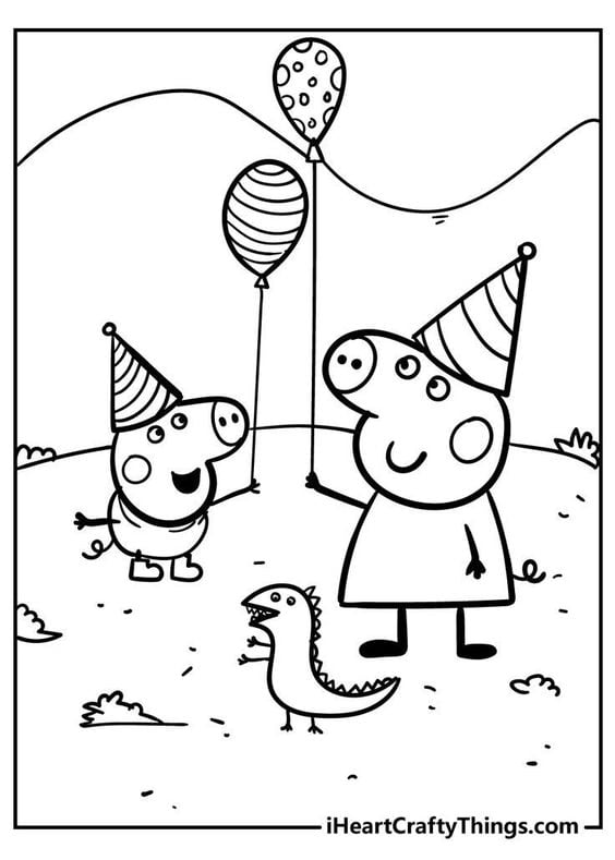 Dibujos de Peppa Pig y George por el Día del Hermano para colorear
