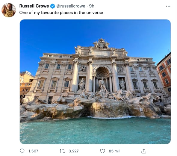 Russell Crowe visita el Coliseo con su familia