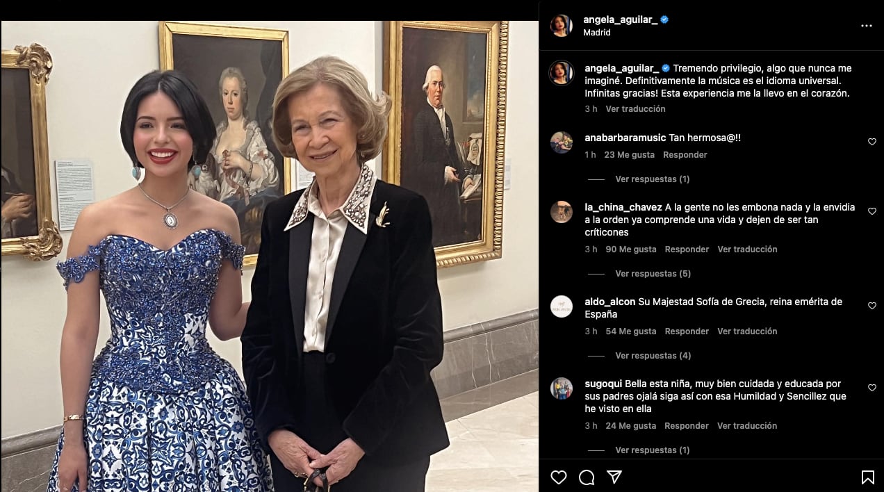 Ángela Aguilar comparte fotografía con la reina madre, Sofía de Grecia