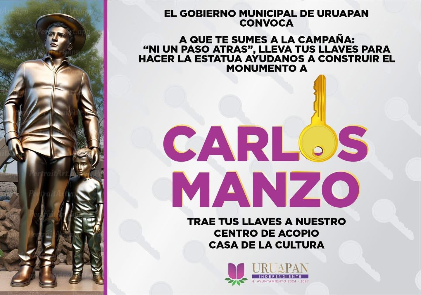 Colecta de llaves para construir monumento de Carlos Manzo