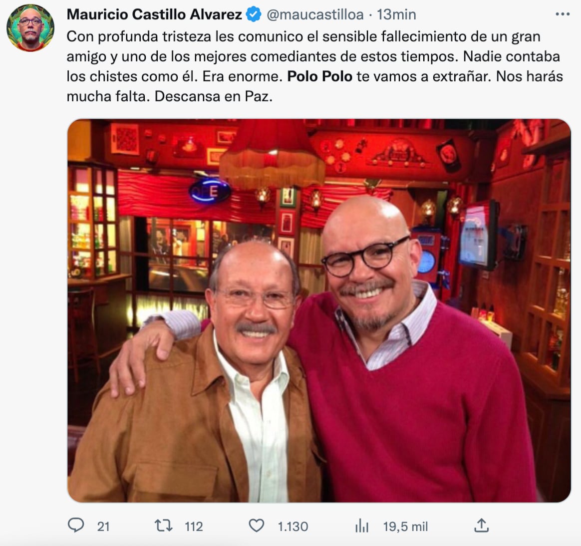 Mauricio Castillo se despide de Polo Polo