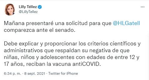 Lilly Téllez presentará solicitud para que López-Gatell comparezca ante el Senado