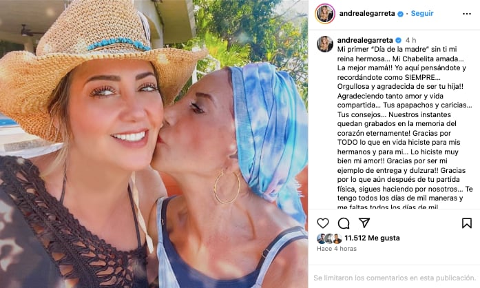 Andrea Legarreta recuerda a su mamá