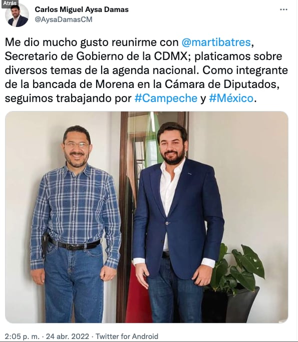 Carlos Aysa Damas en reunión con Martí Batres.