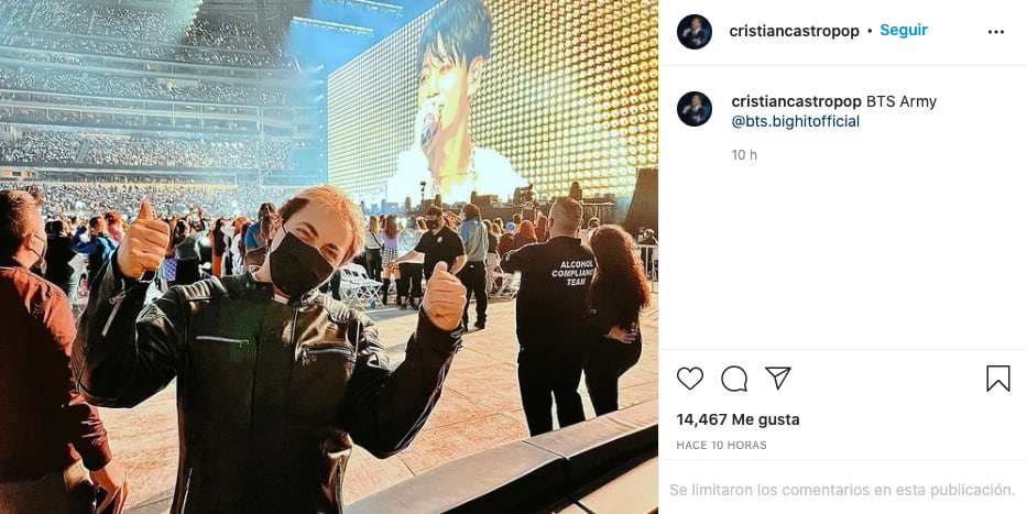 Cristian Castro va a concierto de BTS