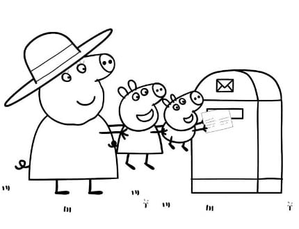 Abuela Cerdita de Peppa Pig para colorear
