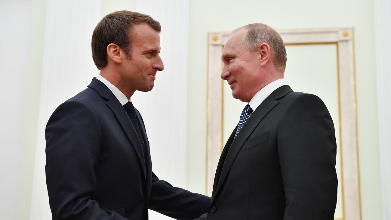 Emmanuel Macron y Vladimir Putin