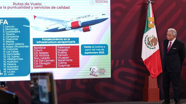 Andrés Manuel López Obrador, presidente de México durante conferencia de prensa donde se destacó el anuncio de la aerolínea Mexicana
