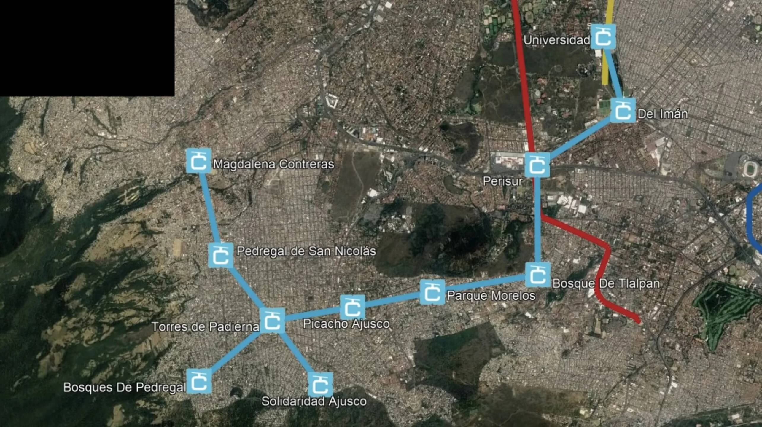 Ruta y estaciones del Cablebús Línea 4