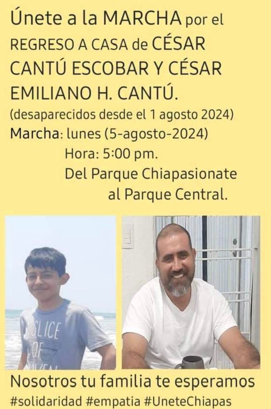 Marcha por hombre y su hijo secuestrados en Tuxtla Gutiérrez