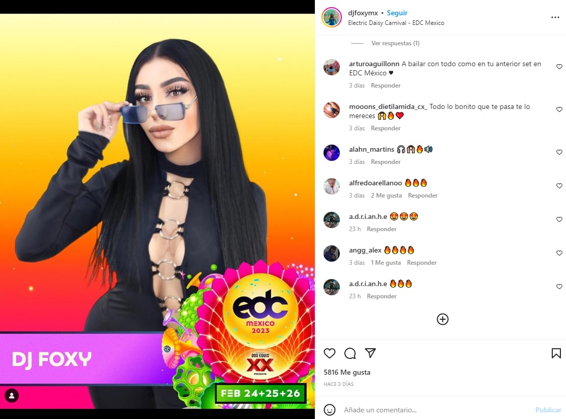 Cartel de DJ Foxy en el EDC México 2023