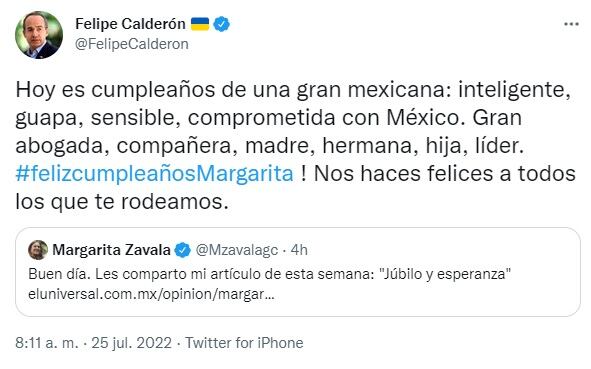 Tuit de Felipe Calderón