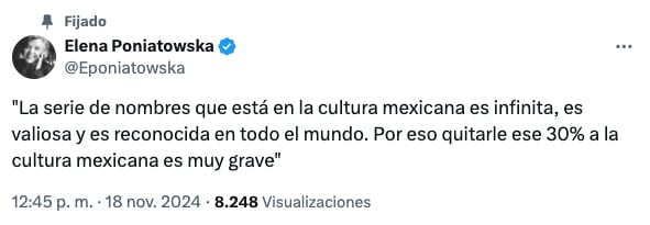 Elena Poniatowska critica el recorte a la cultura en México