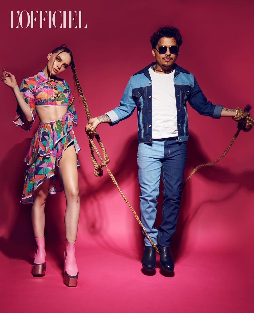 Belinda y Christian Nodal en L' Officiel