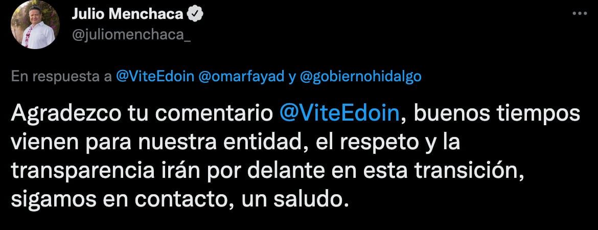 Julio Menchaca asegura que buenos tiempos vienen para Hidalgo