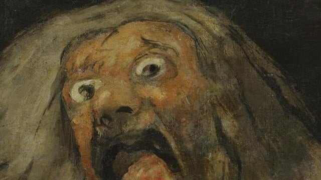 Saturno devorando a sus hijo. Goya. Detalle de pintura en Museo Del Prado, Madrid