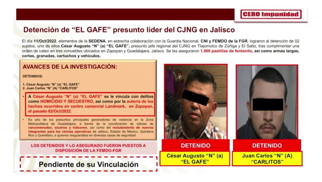 Detienen a 'El Gafe', autor de la balacera en Zapopan