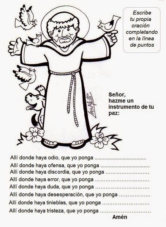 Dibujos de San Francisco de Asís para colorear