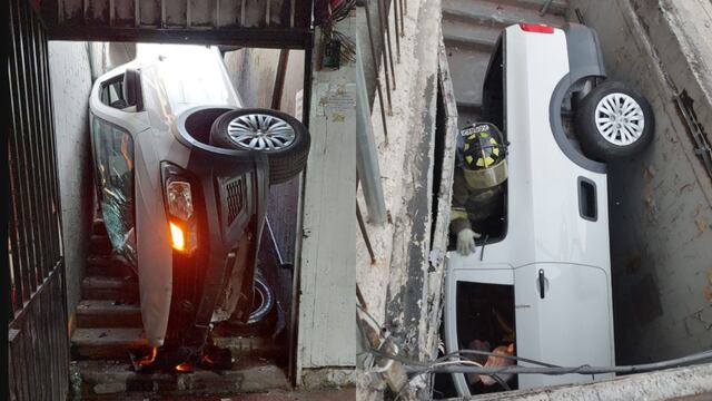 Camioneta volcada en Calzada de Tlalpan