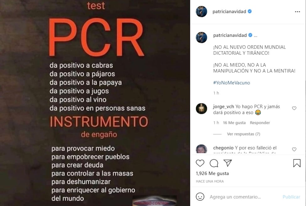 Paty Navidad sobre las pruebas PCR