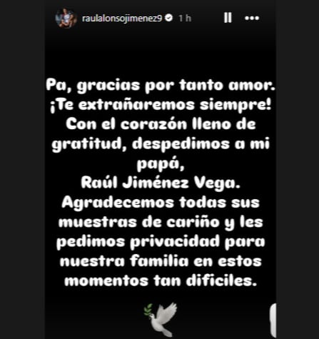 Despedida de Raúl Jiménez de su padre