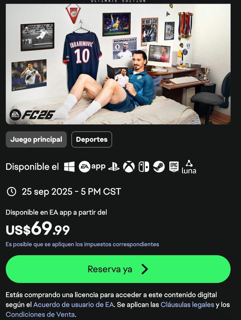 Hora de salida del Fifa 26