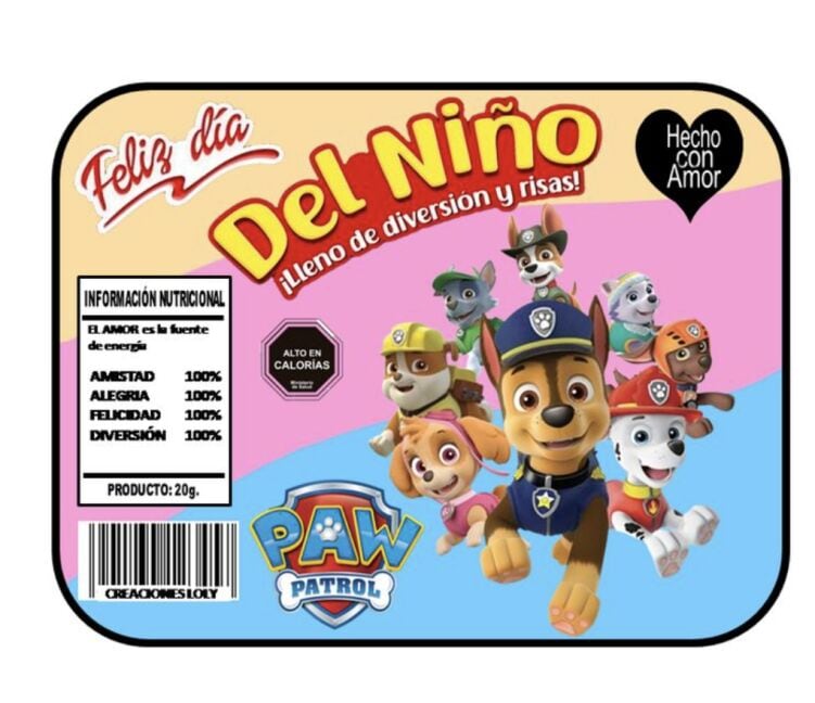 Tarjeta de Paw Patrol para el Día del Niño equipo completo