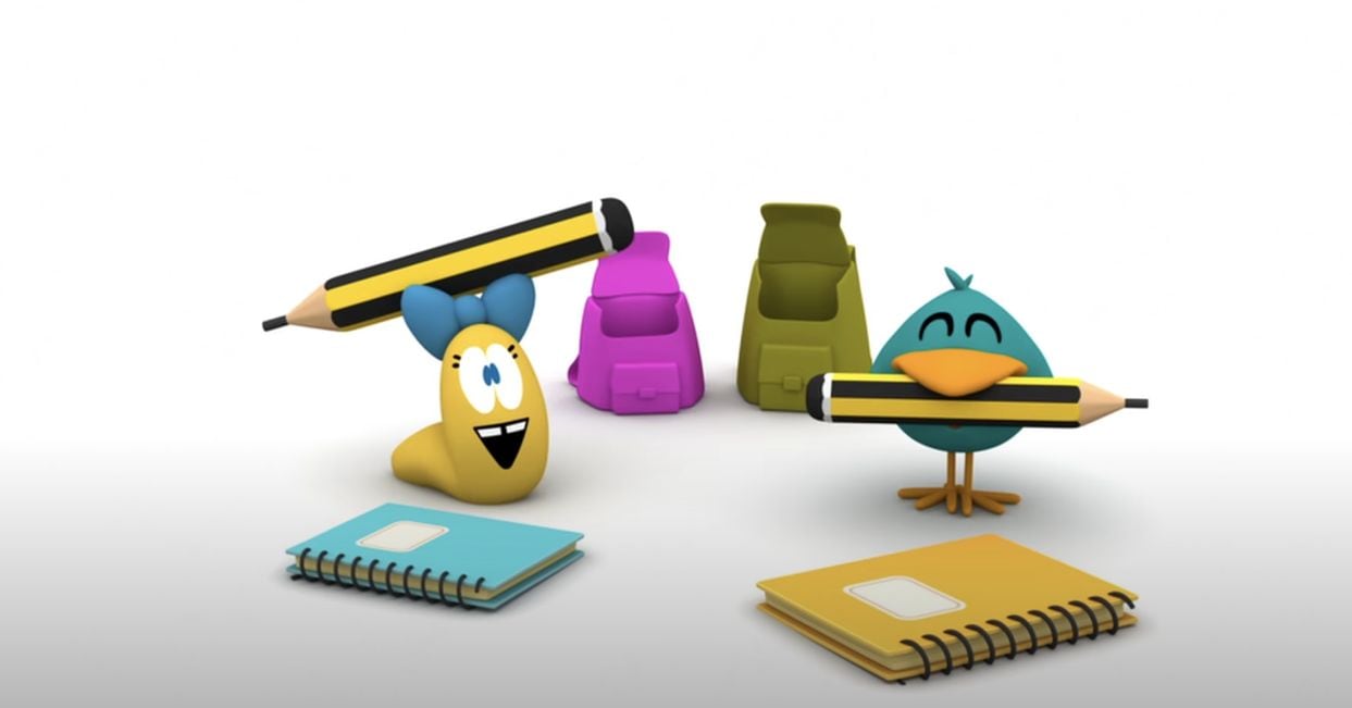 Pocoyó aprende a escribir en la escuela