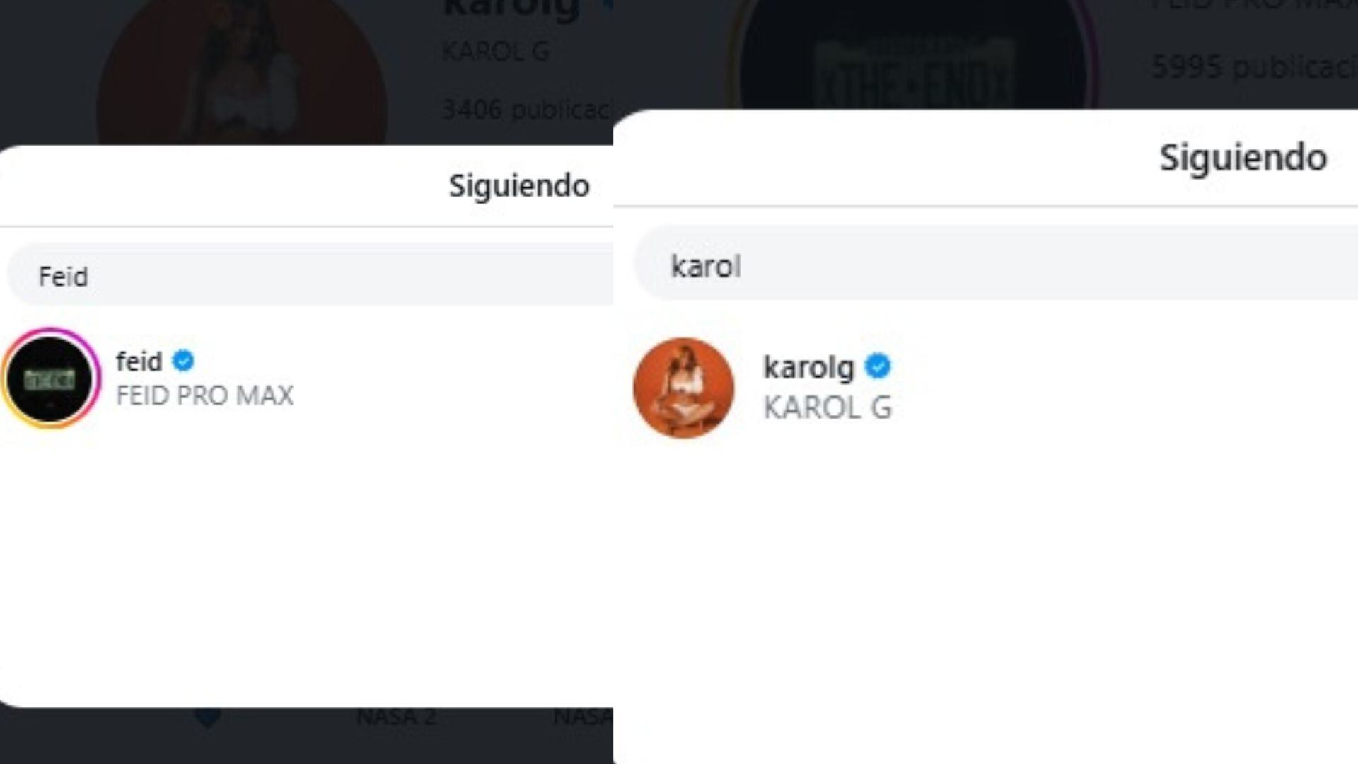 Karol G y Feid aún se siguen en Instagram.