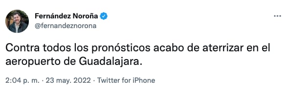 Noroña logró llegar a Guadalajara pese a retrasos