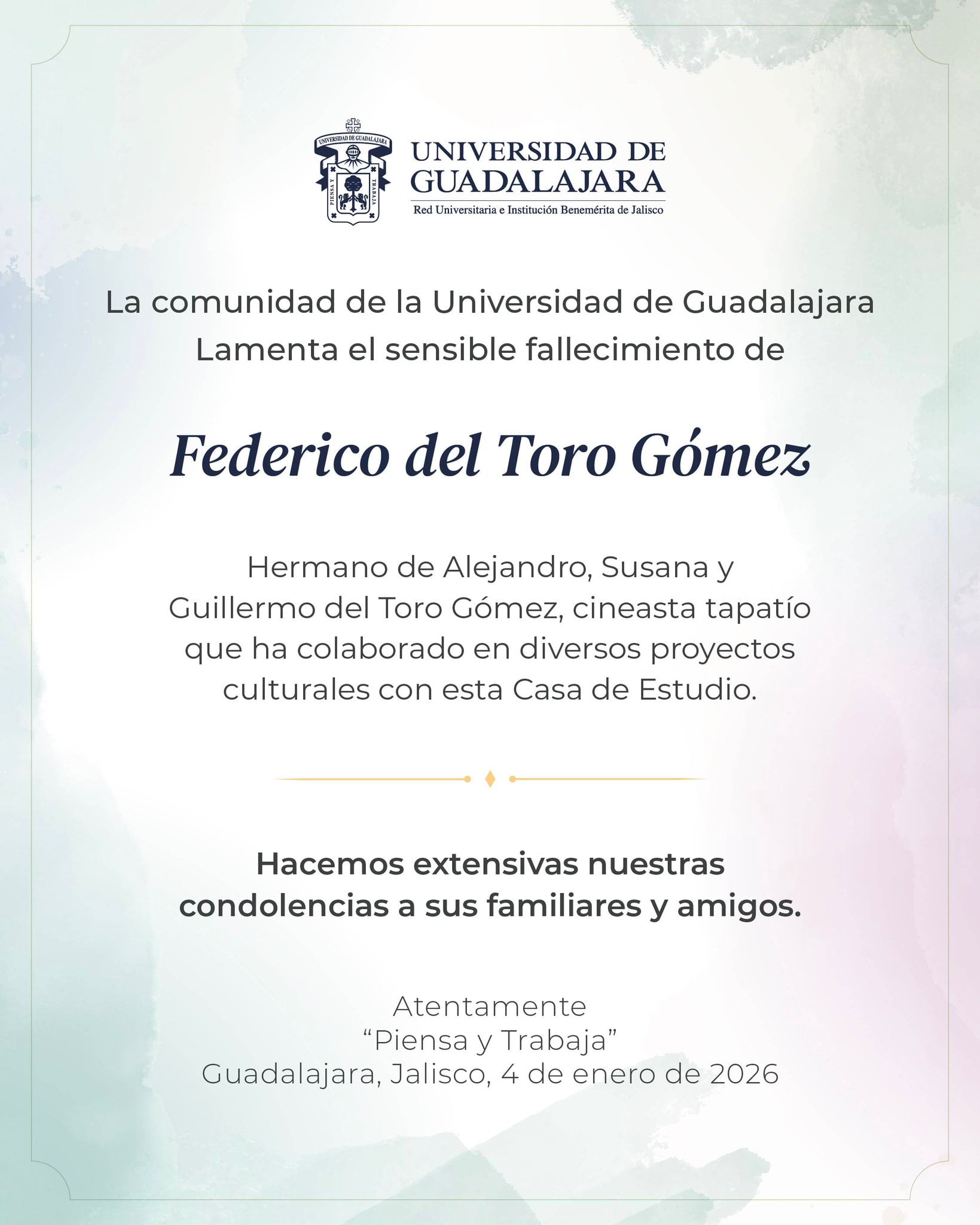 Muerte de Federico del Toro, hermano de Guillermo del Toro