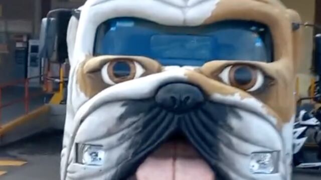 vehículo con rostro de perro