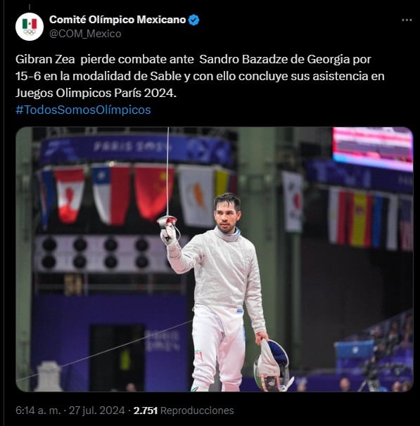 Gibrán Zea eliminado de Juegos Olímpicos París 2024