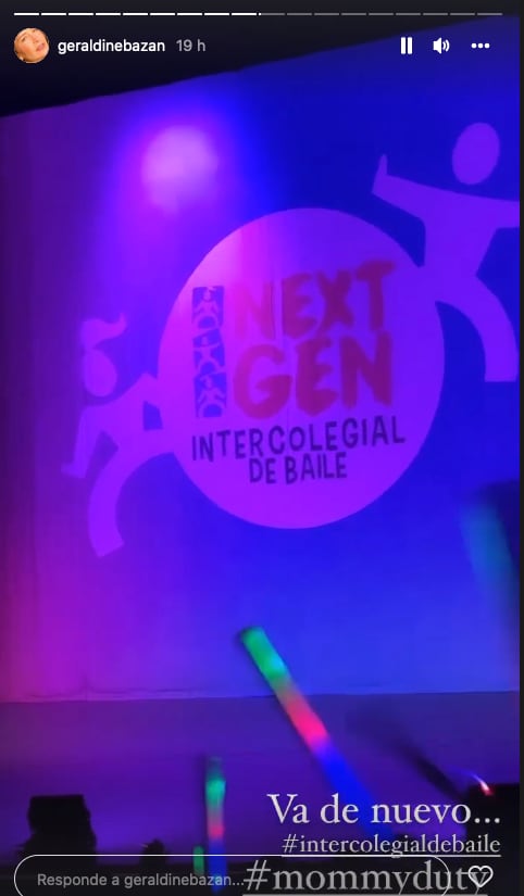 Geraldine Bazán apoya a sus hijas en concurso de baile.