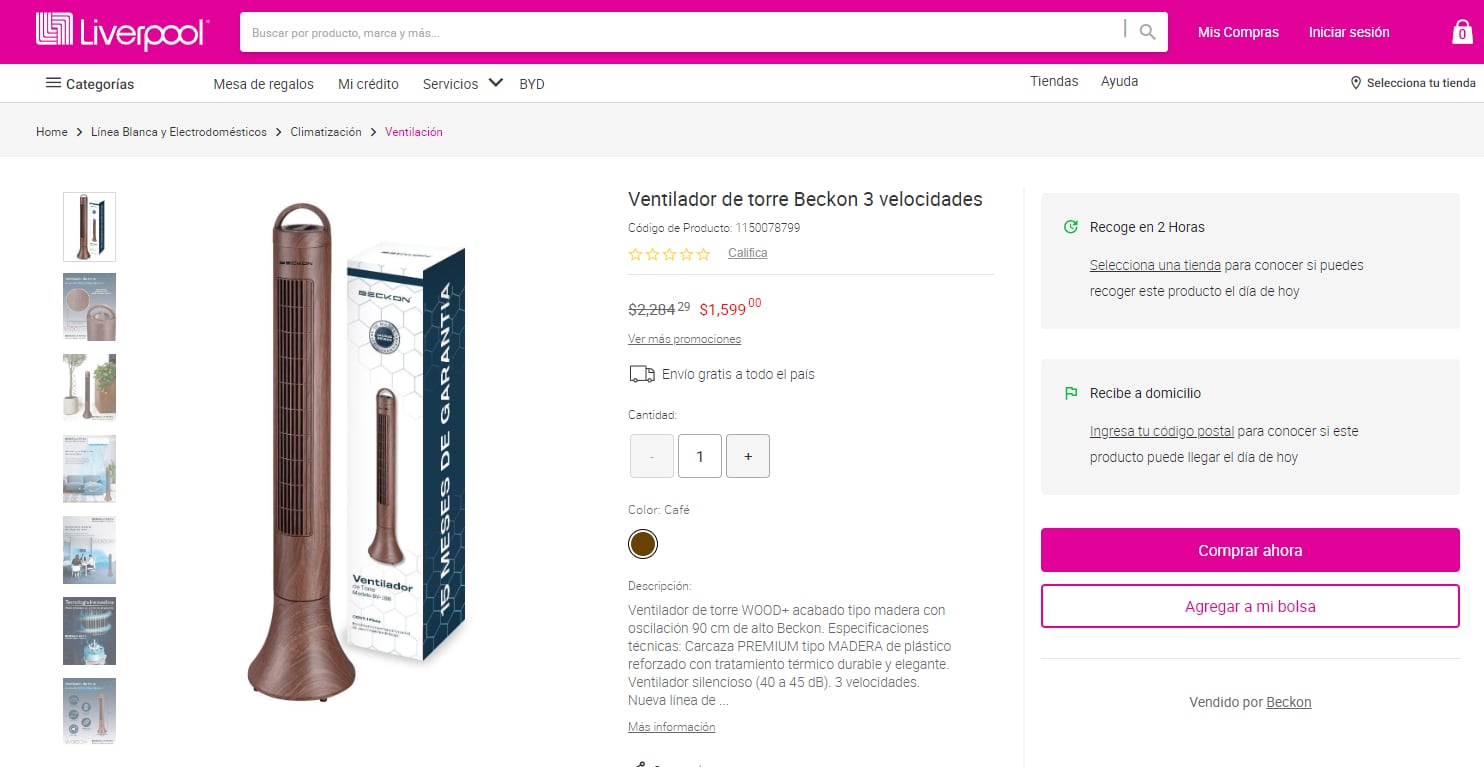 Ventiladores de torre con descuento en Liverpool